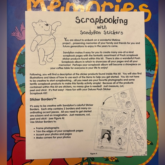 Vintage WINNIE The POOH Sandylion Sticker Deluxe Scrapbook Kit Incomple - Picture 3 of 12